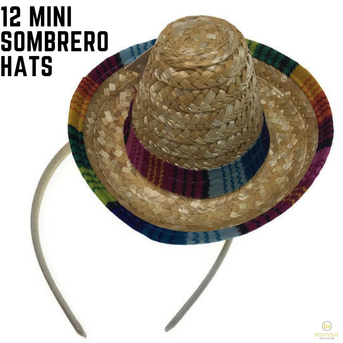 12x MINI SOMBRERO HATS on Headband Mexican Spanish Fiesta Party Costume BULK - Image 5