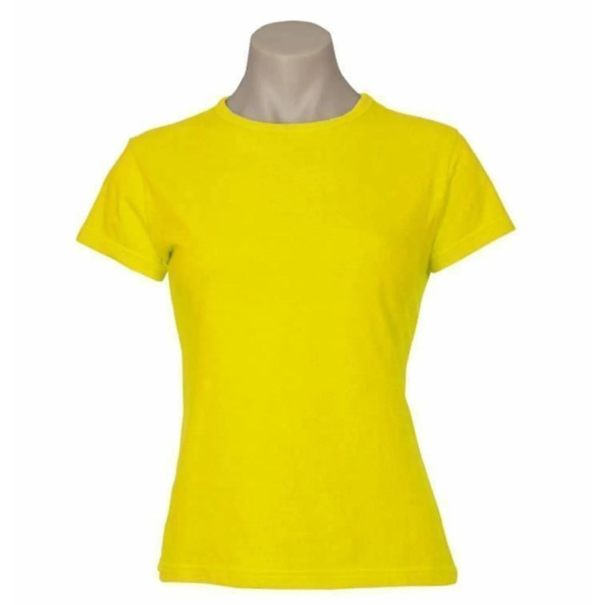 3x Womens 100% Cotton T-Shirt Plain Basic Tee Casual Top in Yellow - Image 4
