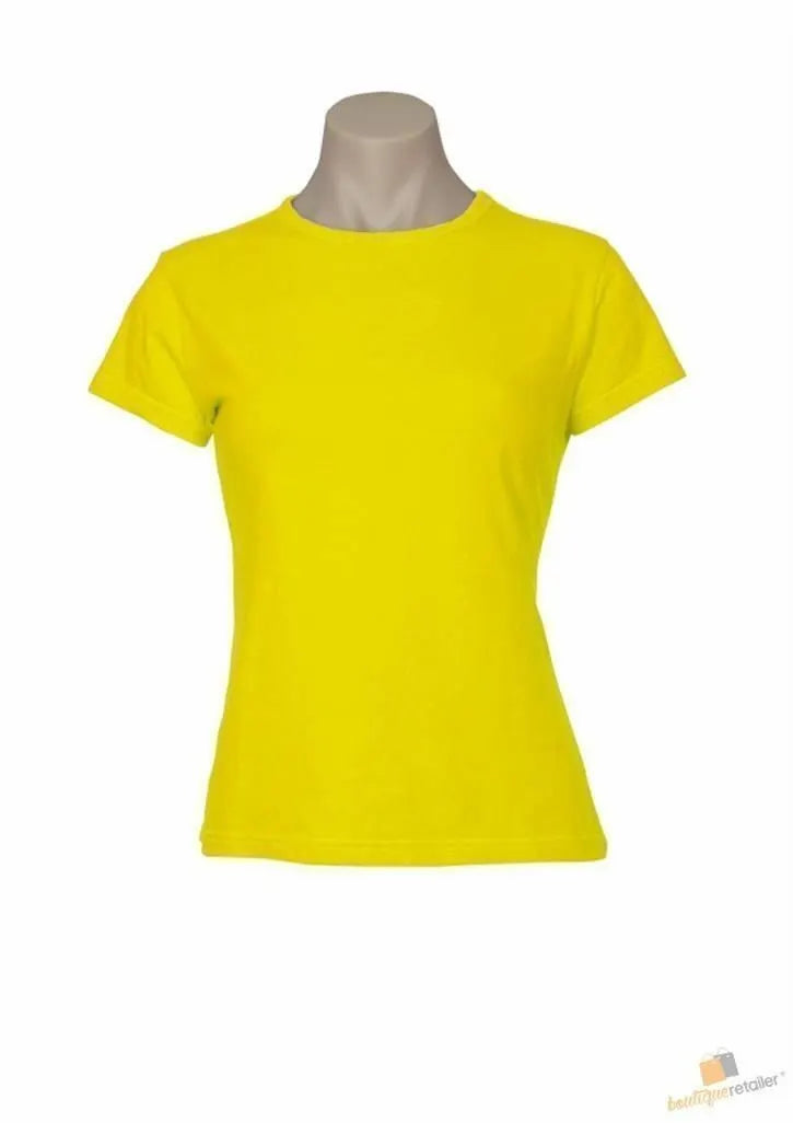 5x Womens 100% Cotton T-Shirt Plain Basic Tee Casual Top in Yellow - Image 4