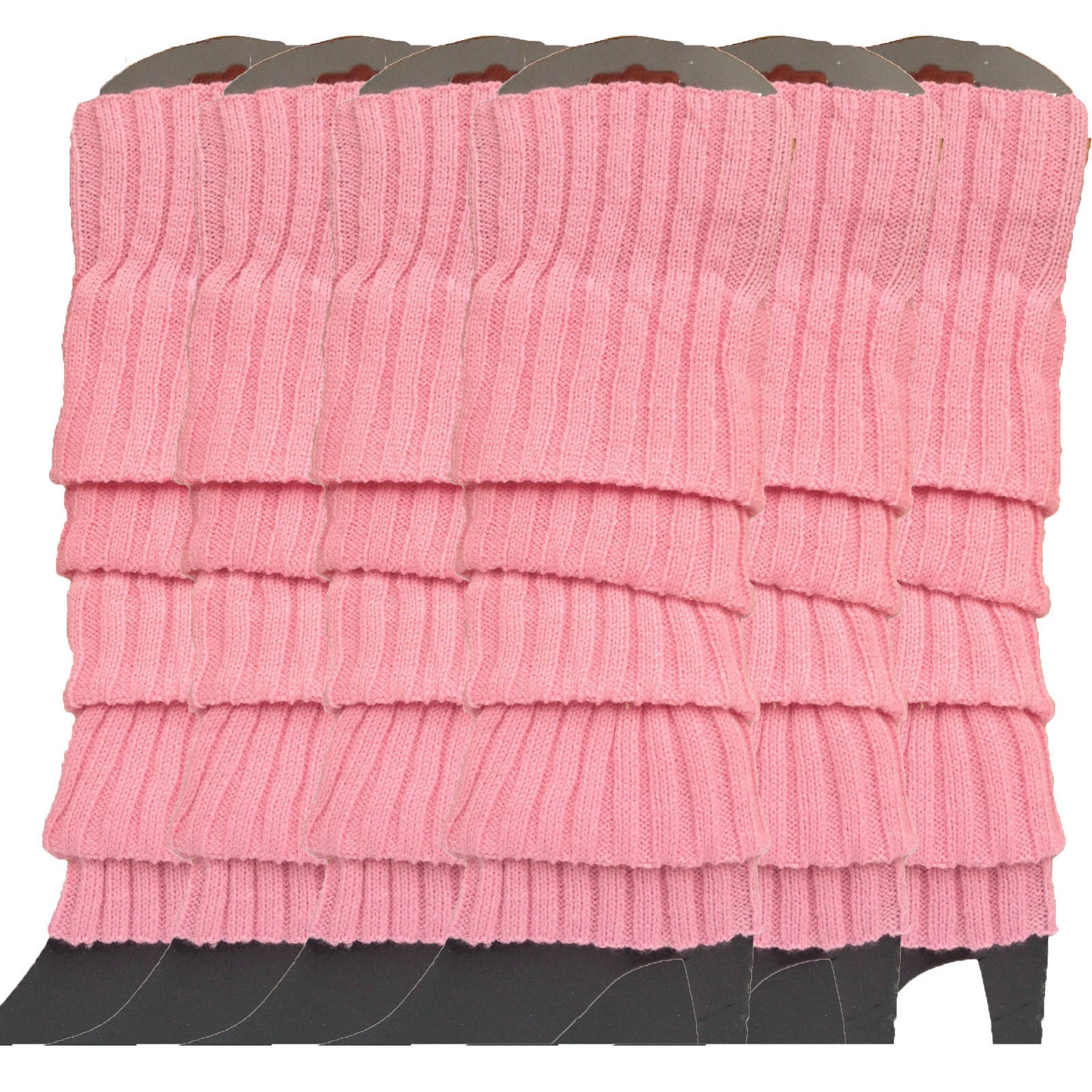 6x Womens Leg Warmers Disco Winter Knit Dance Party Crochet Legging Socks Costume - Light Pink - Image 2