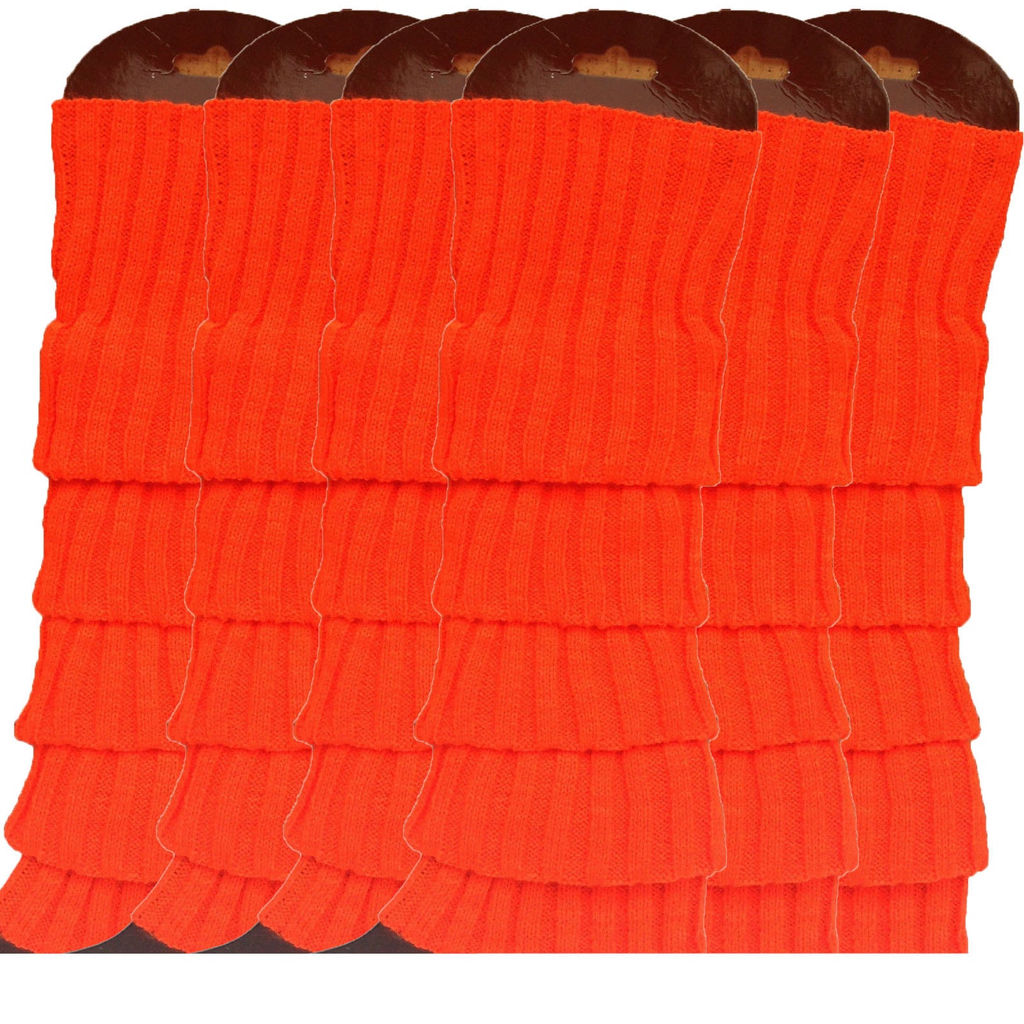 6x Womens Leg Warmers Disco Winter Knit Dance Party Crochet Legging Socks Costume - Orange - Image 2