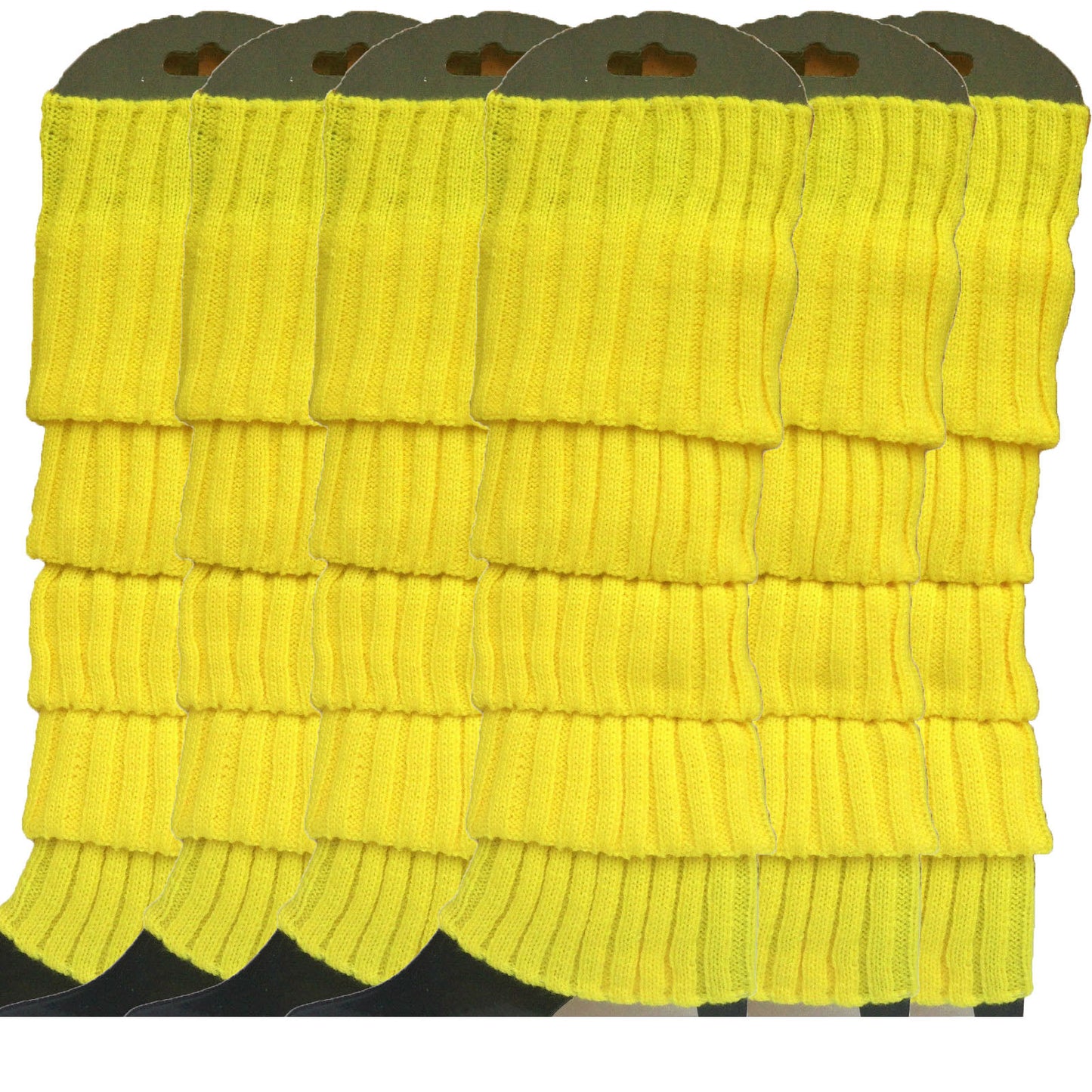 6x Womens Leg Warmers Disco Winter Knit Dance Party Crochet Legging Socks Costume - Yellow - Image 3