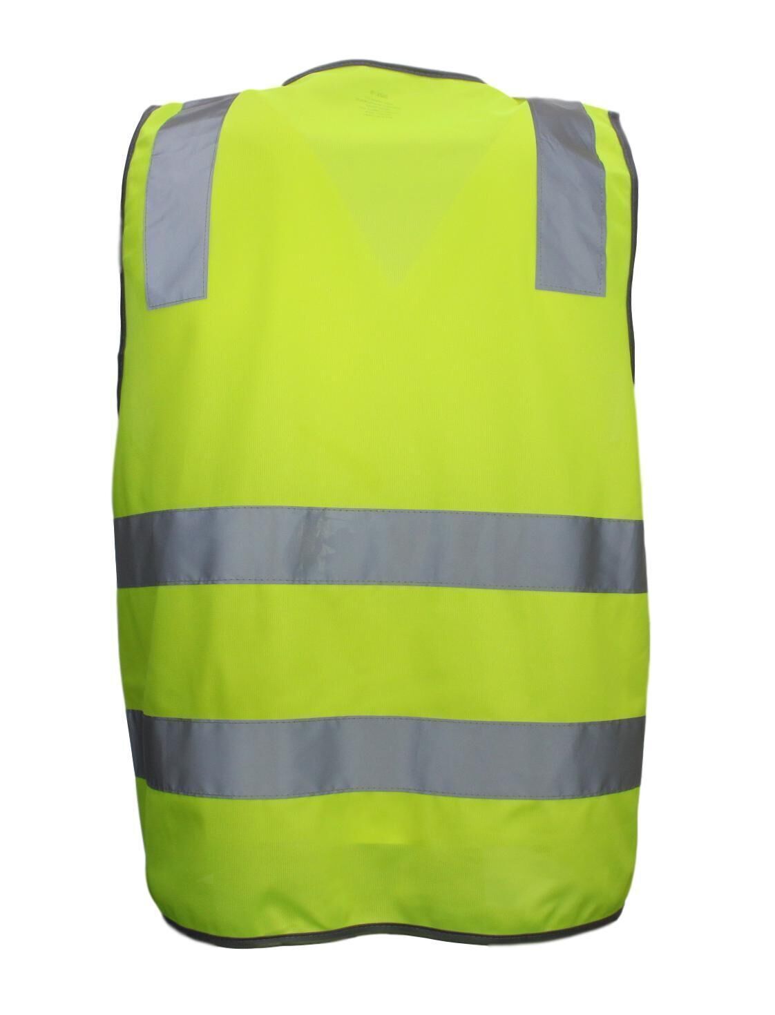 Hi Vis Safety Vest Reflective Tape Zip Up Workwear Pocket High Visibility in Yellow - M - Image 6