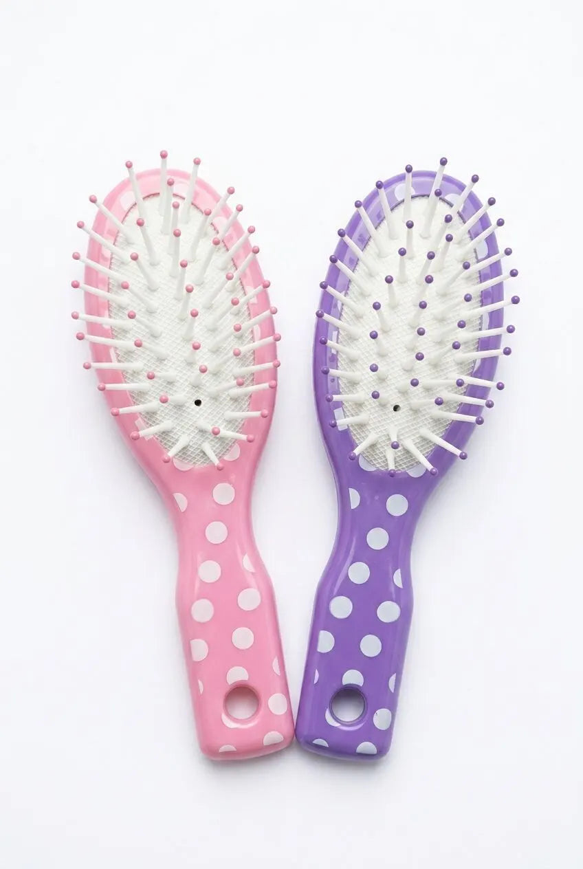 Kids Mini Polka Dot Mini Hairbrush 12.5cm in Assorted Colours - Pack of 24 - Image 7