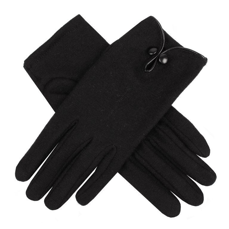 DENTS Ladies Womens 100% Wool Gloves Unlined Warm Winter - Black (One Size) - Image 2