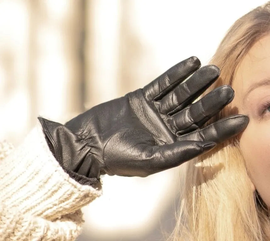 Dents Womens Classic Leather Gloves Winter Warm Soft Smooth Grain - Black - Image 7