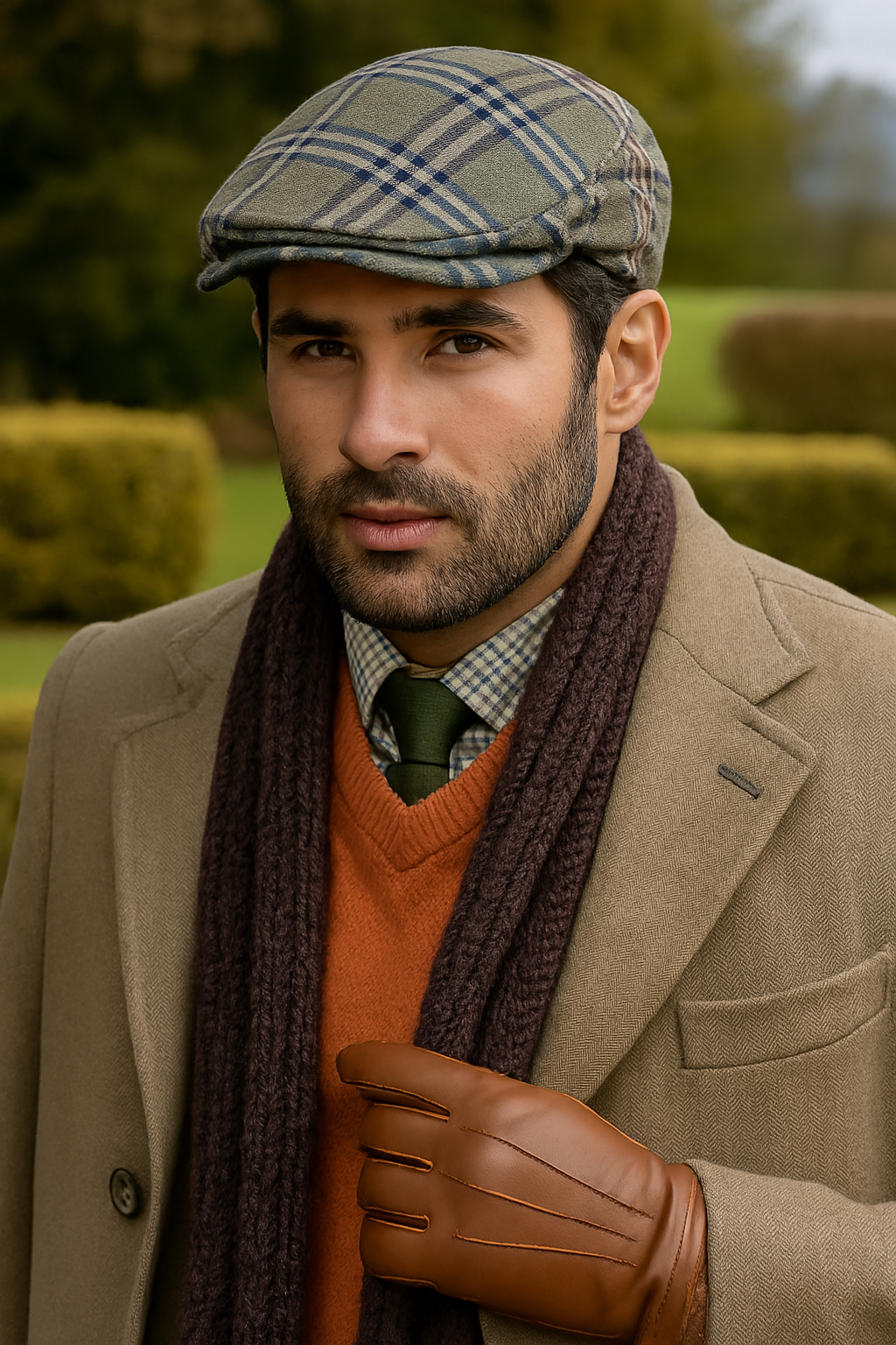 DENTS Quilted Flat Ivy Cap Hat Driving Newsboy Elastic Back Cabbie - Grey Check - 55cm - Image 4