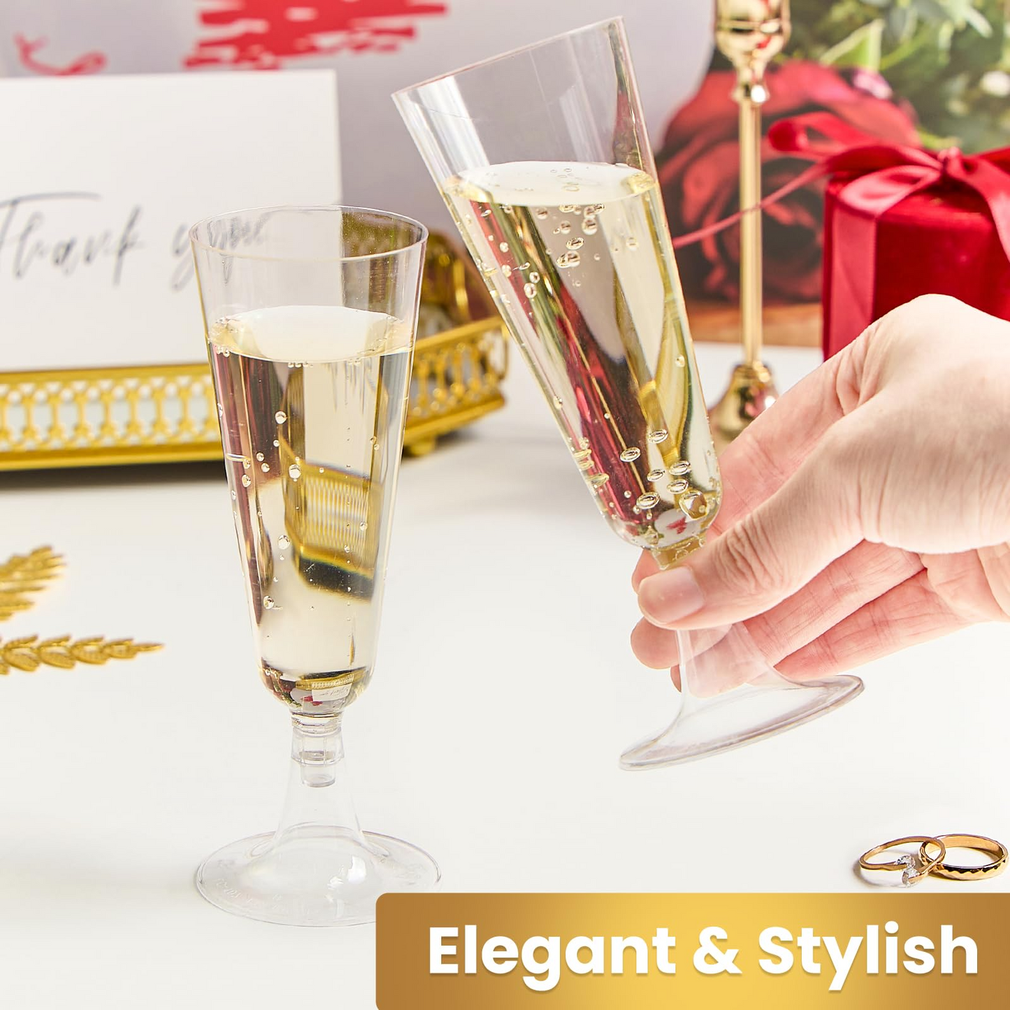 144x 210ml Premium Plastic Wine/Champagne Glasses Flutes Bulk - Clear - Image 6