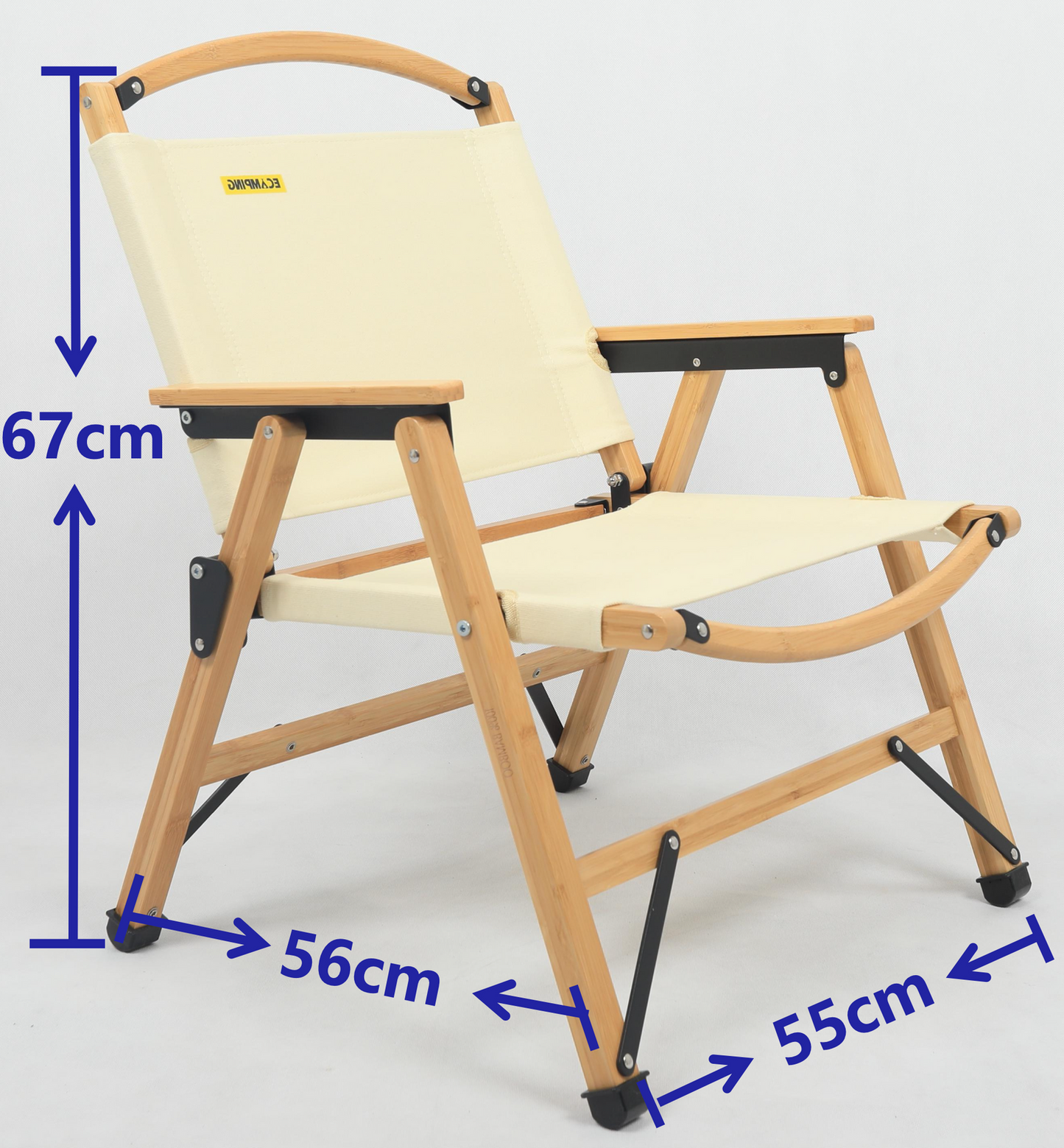 3 Chairs & 1 Table Set Bamboo Camping Folding Portable Outdoor Picnic Travel BBQ - Image 9