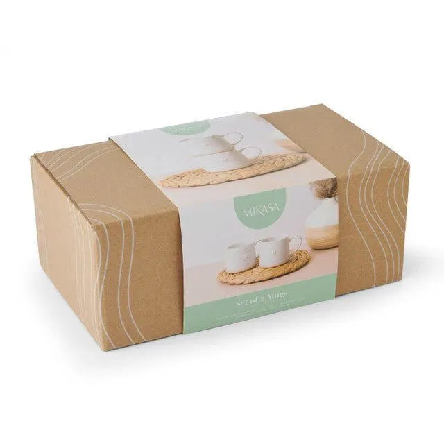 Mikasa Farmhouse Star Stoneware Mugs 380ml Set of 2 - White Cream - Image 6