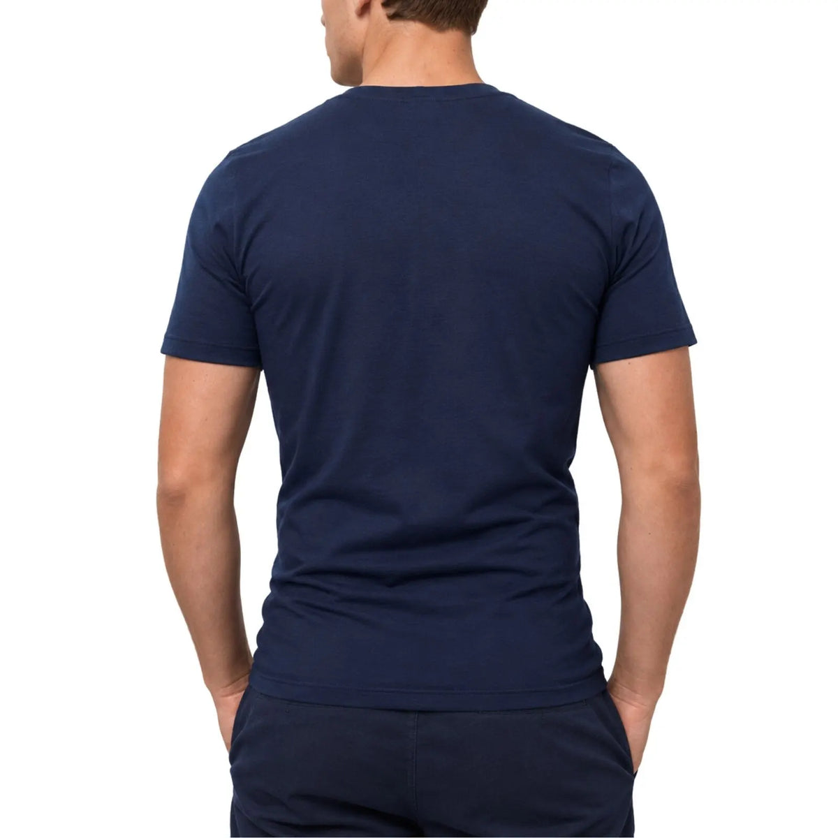 Thermo Fleece Mens 100% Pure Merino Wool V Neck Thermal Top Short Sleeve - Navy - Image 4