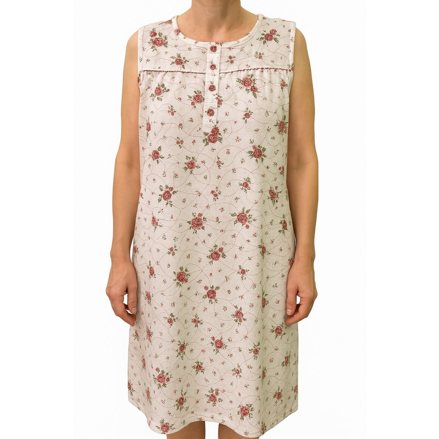 Womens 100% Cotton Sleeveless Nightie Gown Night Dress Pyjamas PJ - White - 14 - Image 2