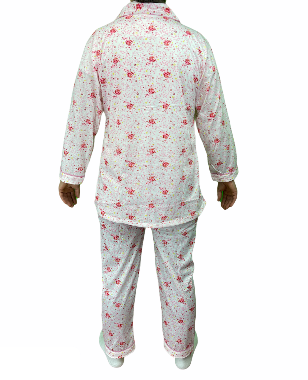 Womens Pyjama Set 100% Cotton Long Sleeve Button Up PJs Sleepwear - Pink Floral - 12 - Image 5