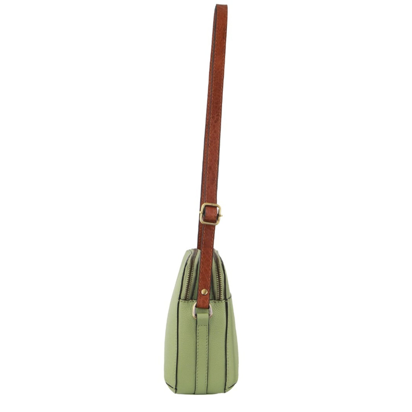 Pierre Cardin Leather Cross Body Bag Dual Zip Strap Shoulder Clutch in Jade - Image 4