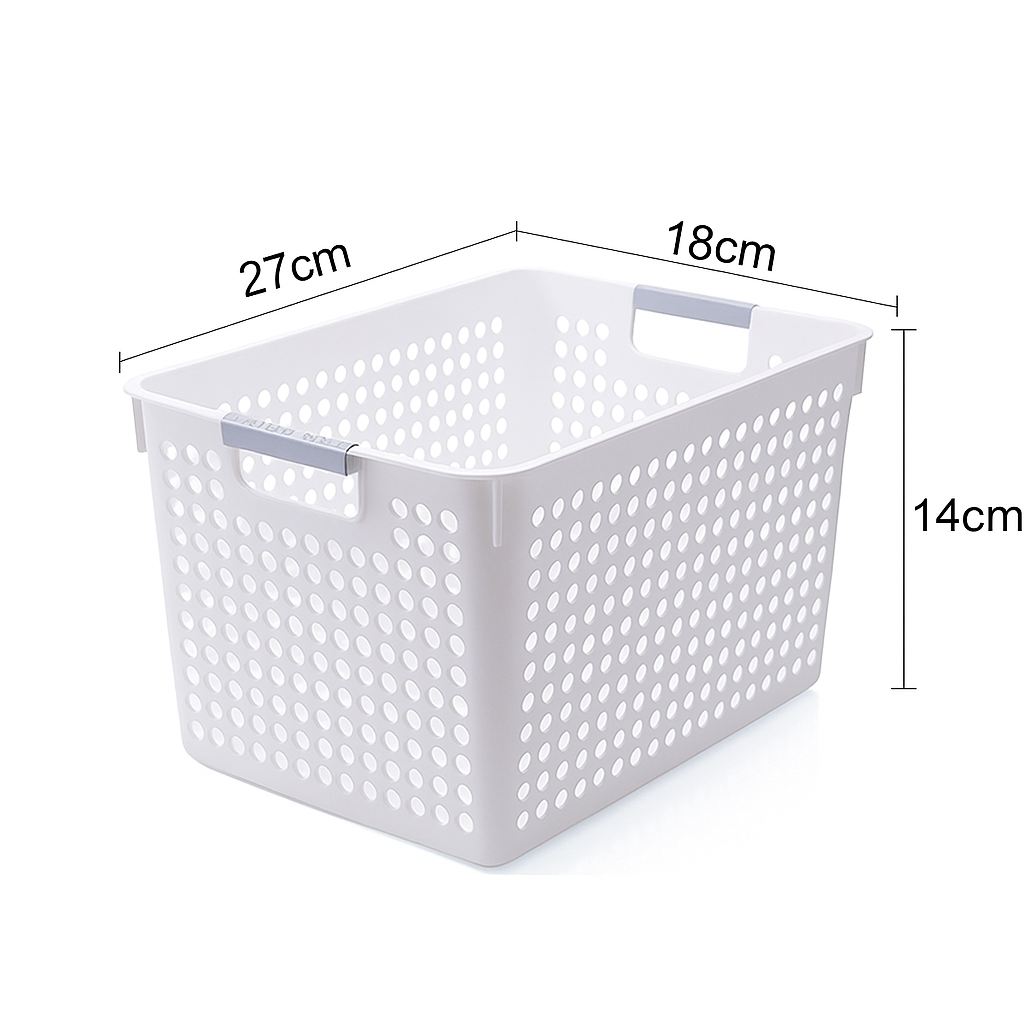 24x Premium Plastic Storage Basket Bulk w/ Grip Handles 27*18*14cm - Image 5
