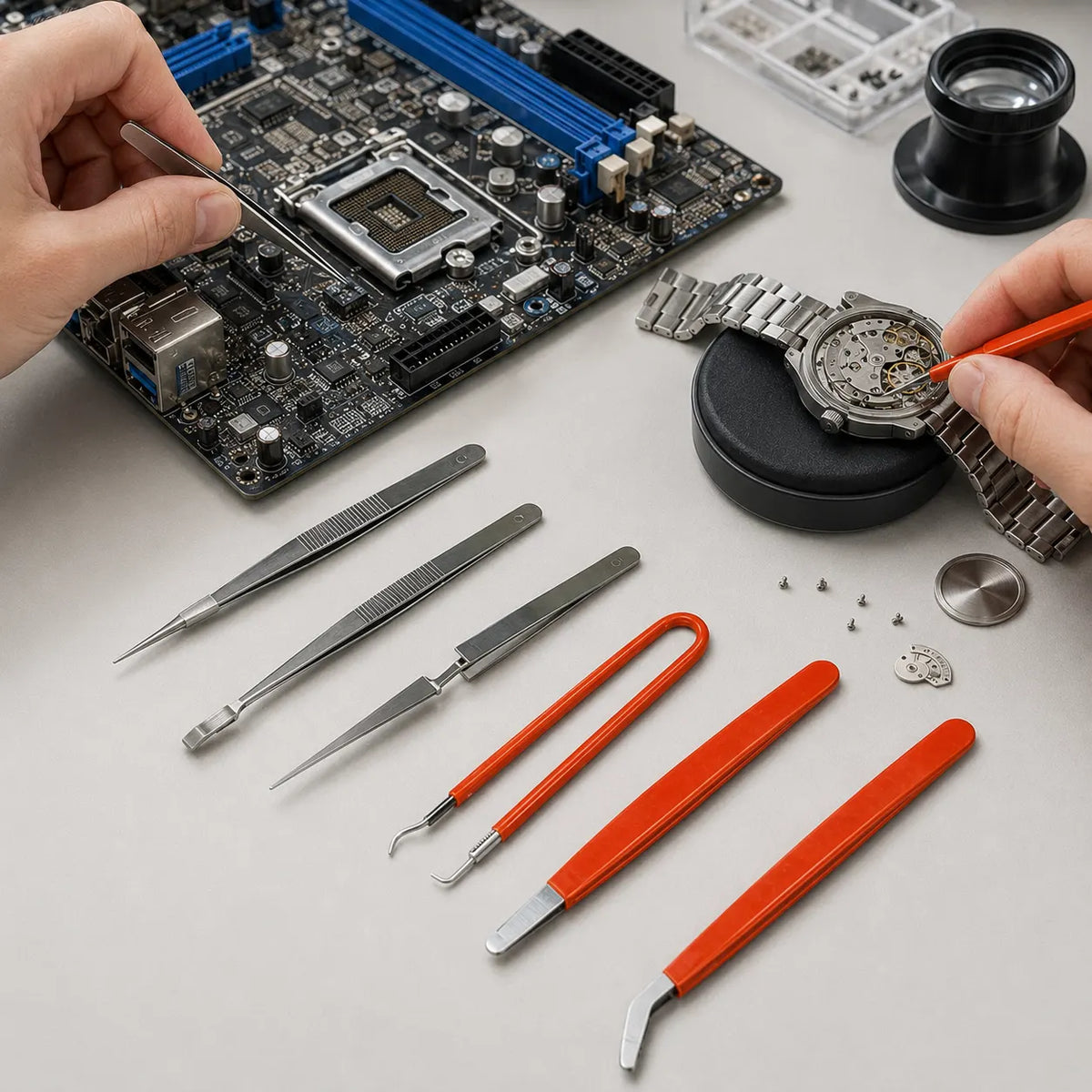 7pcs Precision Tweezers Set for Maintenance & Repair Work (Computers/Electrical/Watch Repair and more) - Image 4