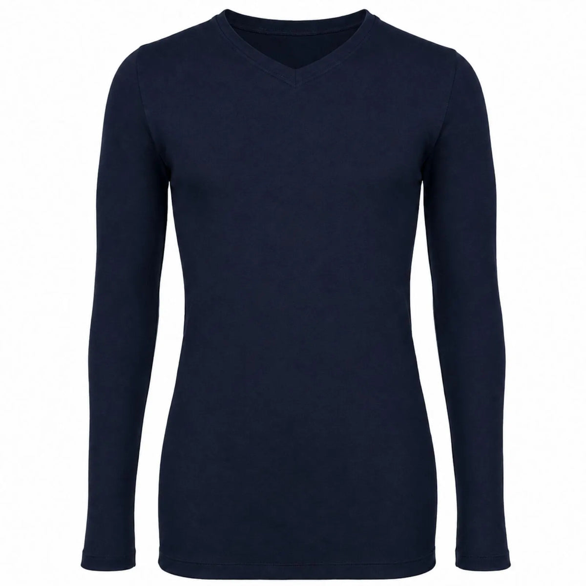 Mens 100% Pure Merino Wool Thermal Underwear V Neck Long Sleeve Top - Navy - Image 4