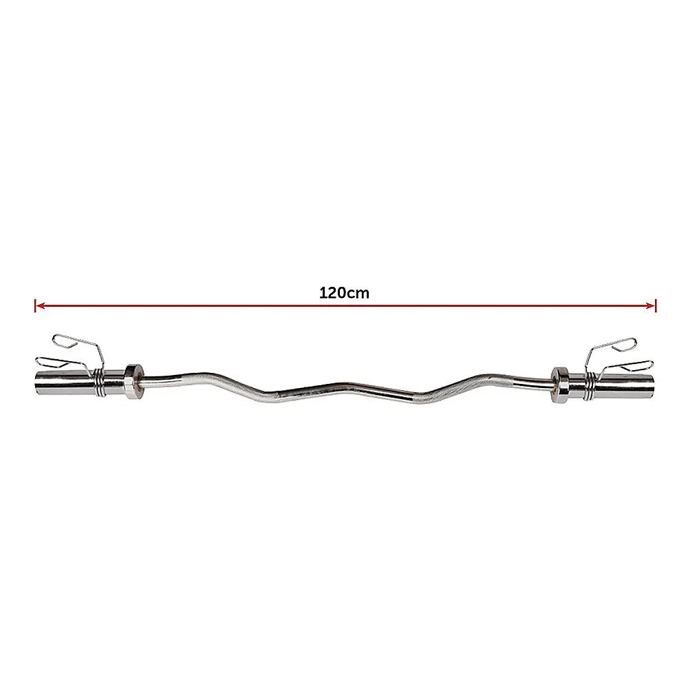 120cm Chrome Olympic EZ Curl Bar – Weightlifting Barbell for Home Gym Training - Image 9