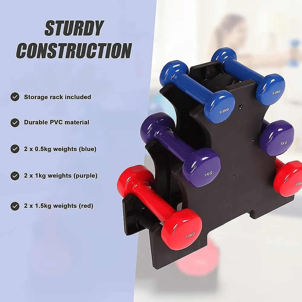 6-Piece Dumbbell Set with Storage Rack for Home Gym Training - Image 9