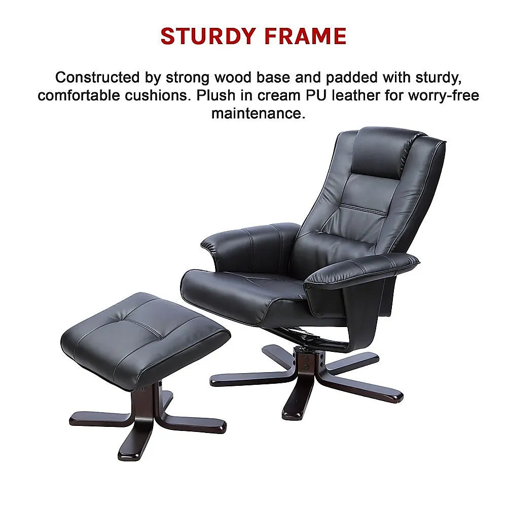 PU Leather Massage Chair Recliner Ottoman Lounge Remote - Image 9