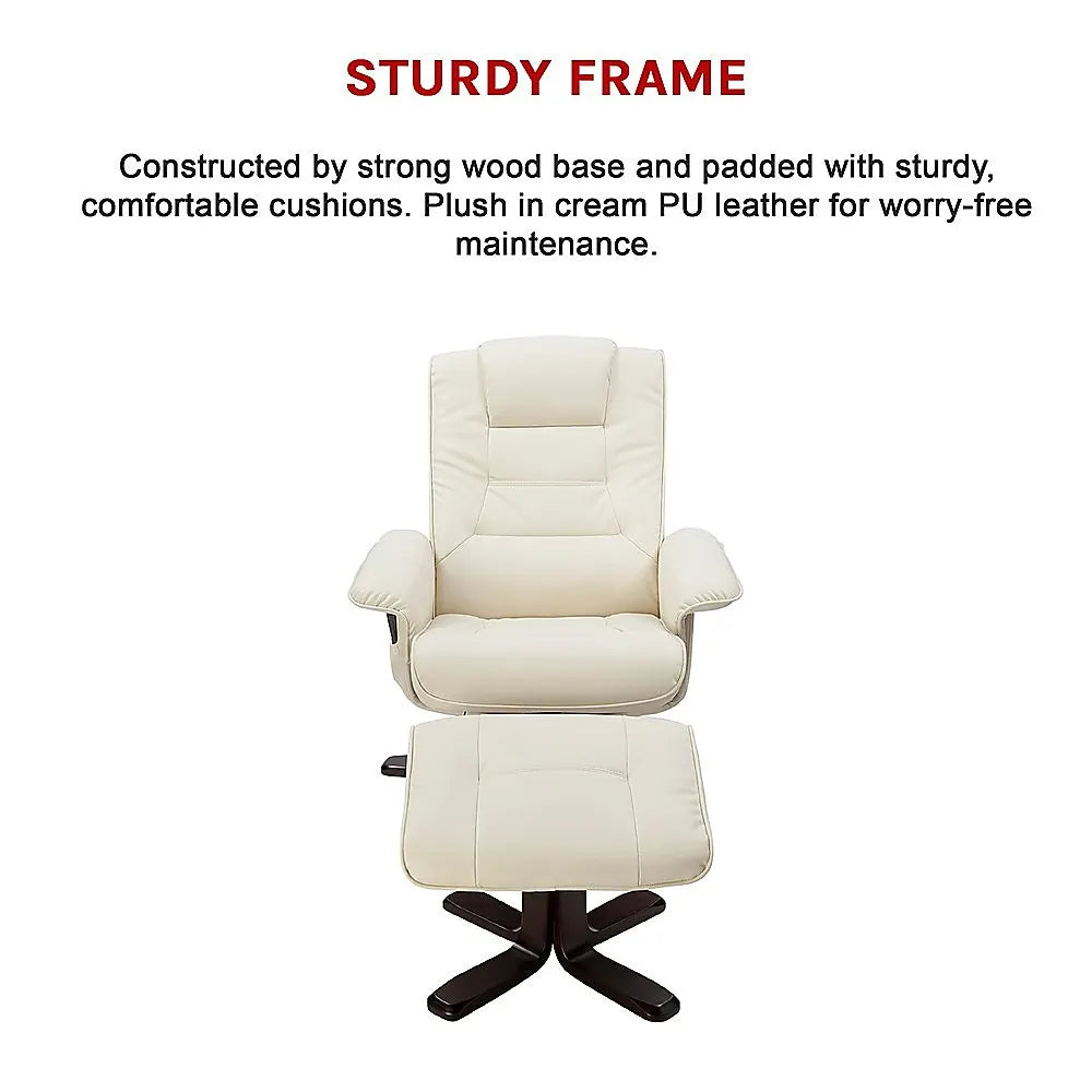 PU Leather Massage Chair Recliner Ottoman Lounge Remote - Image 9