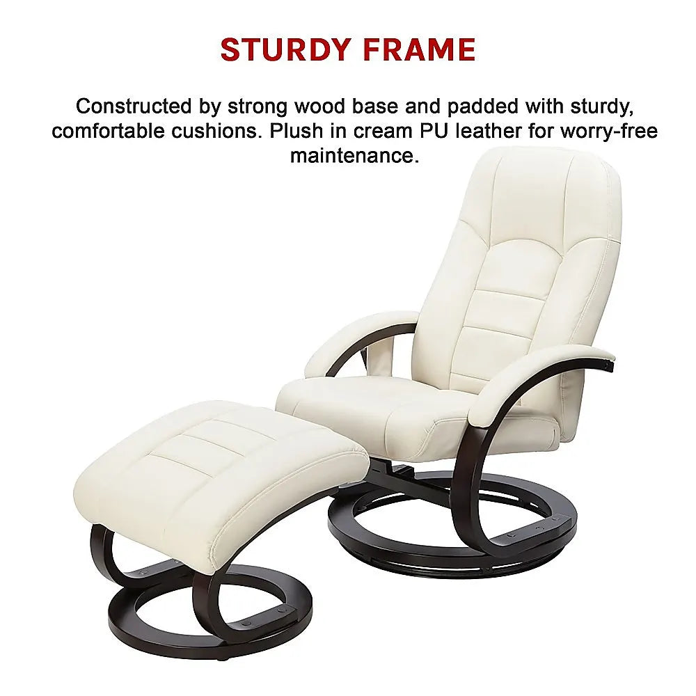 PU Leather Deluxe Massage Chair Recliner Ottoman Lounge Remote - Image 9