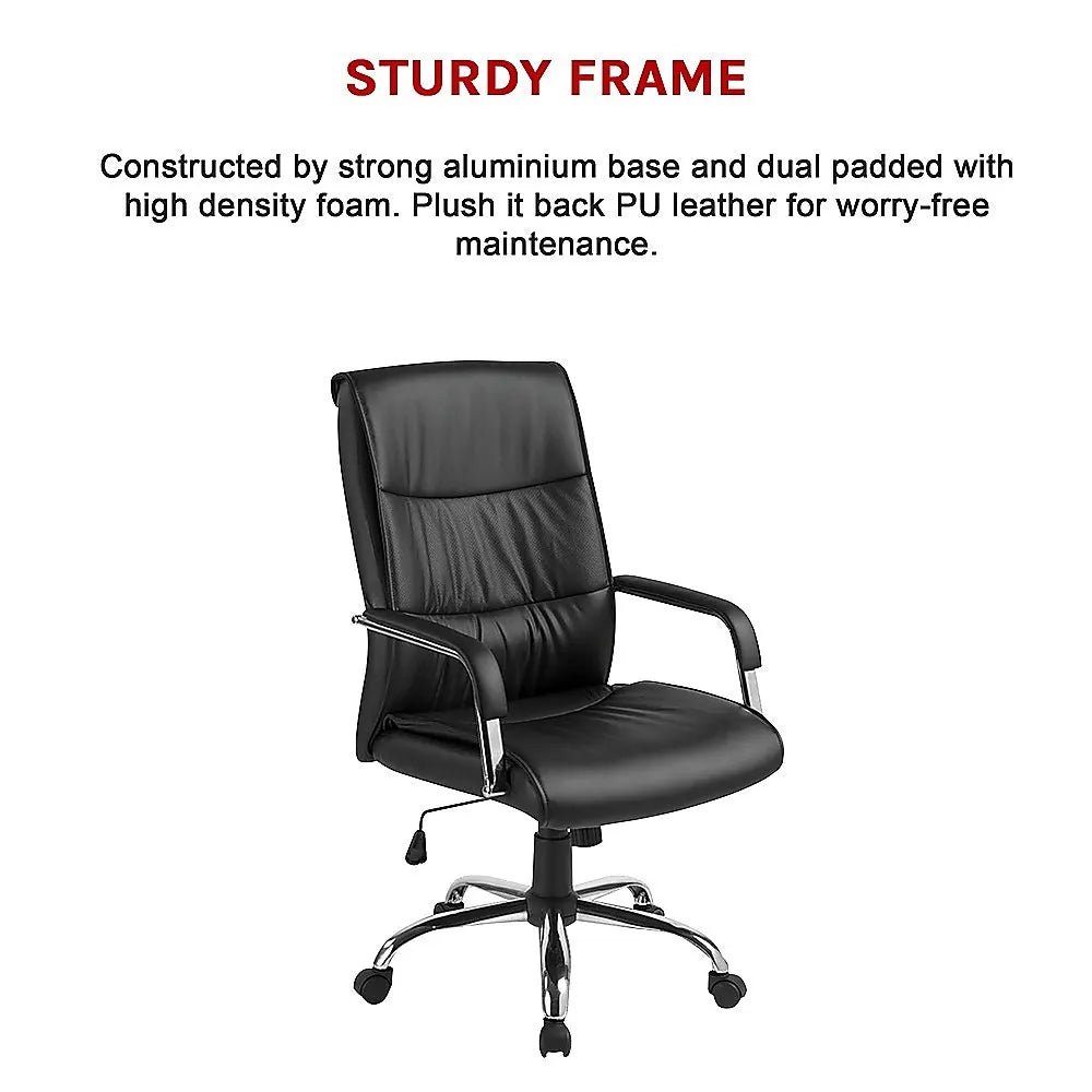 PU Leather Office Chair – Ergonomic Executive Swivel Desk Chair with Padded Seat in Black - Image 9