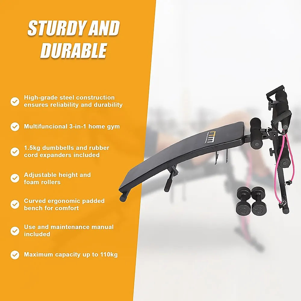 Foldable Incline Sit Up Bench for Home Gym Ab Workout Training - Image 9
