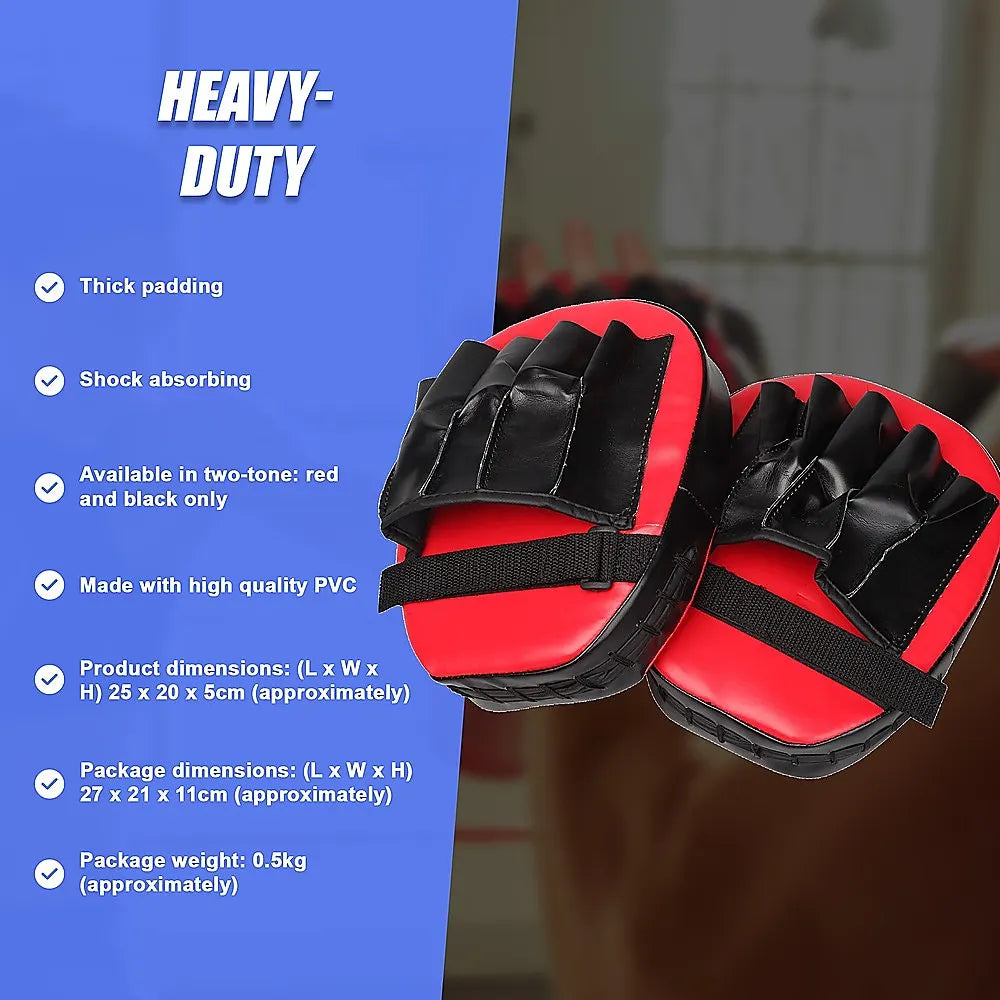 2 x Thai Boxing Punch Focus Gloves Kit Training Red & Black Pads - Image 9