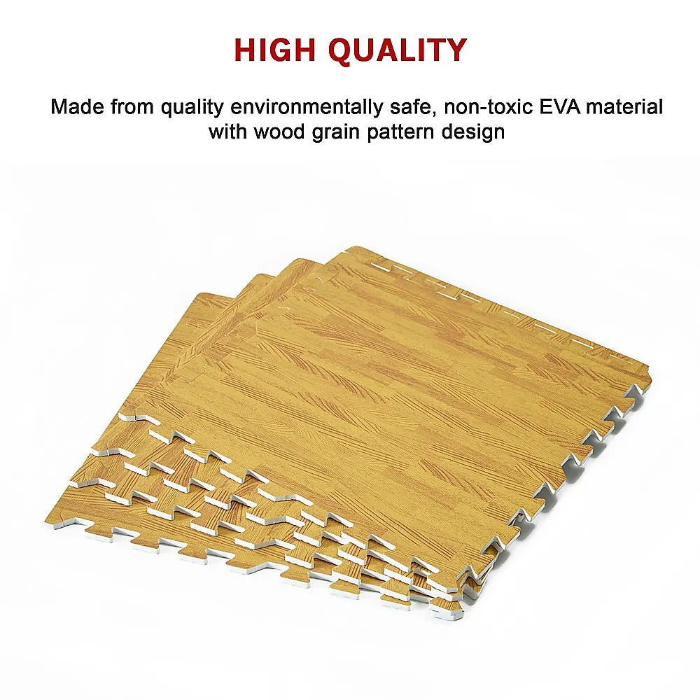 12 Tile EVA Interlocking Gym Floor Mats Wood Colour for Home Yoga - Image 9