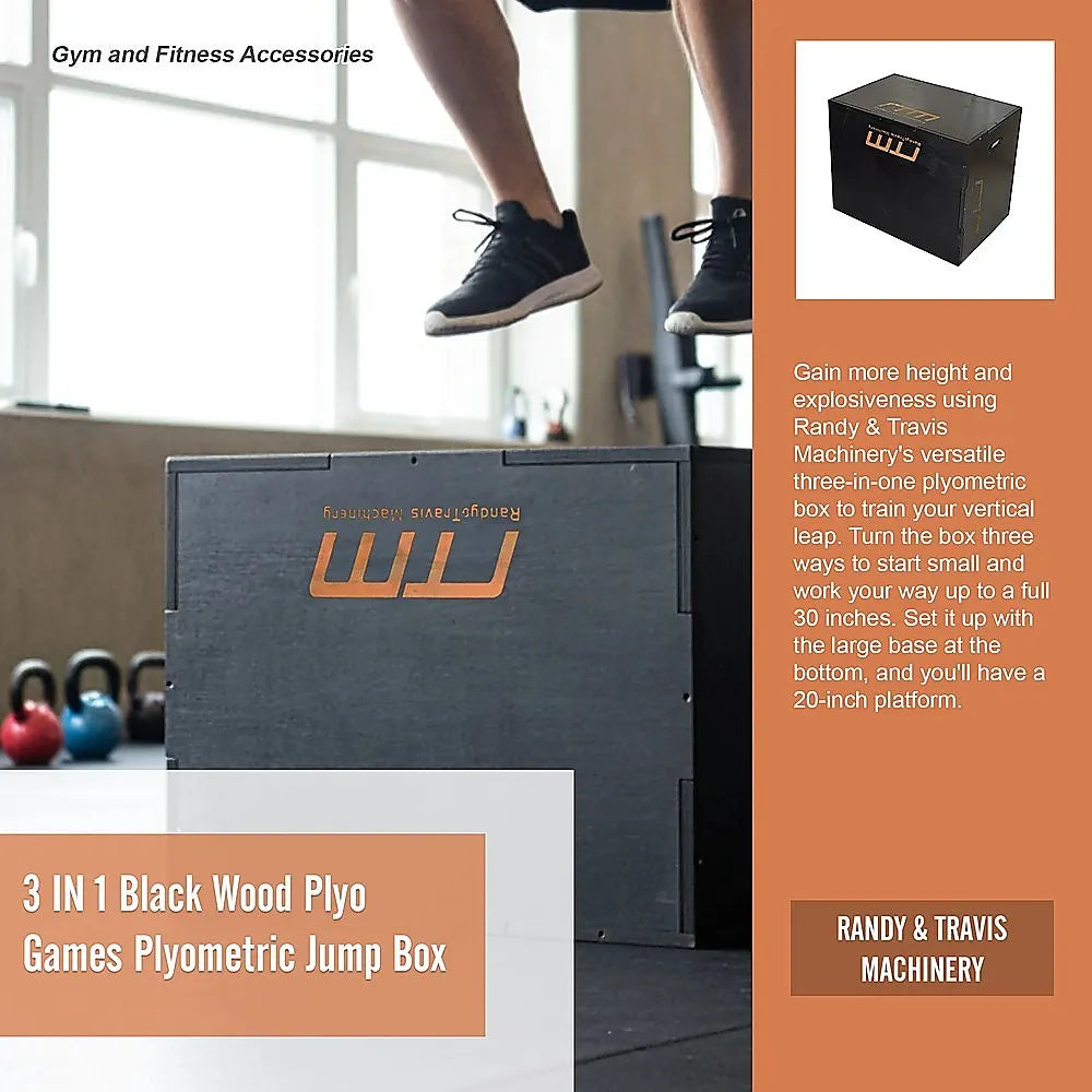 3 IN 1 Black Wood Plyo Games Plyometric Jump Box - Image 9