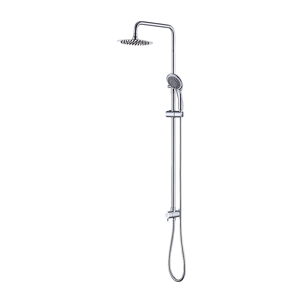 WELS 8" Rain Shower Head Set Rounded Dual Heads Faucet High Pressure Hand Held - Image 9