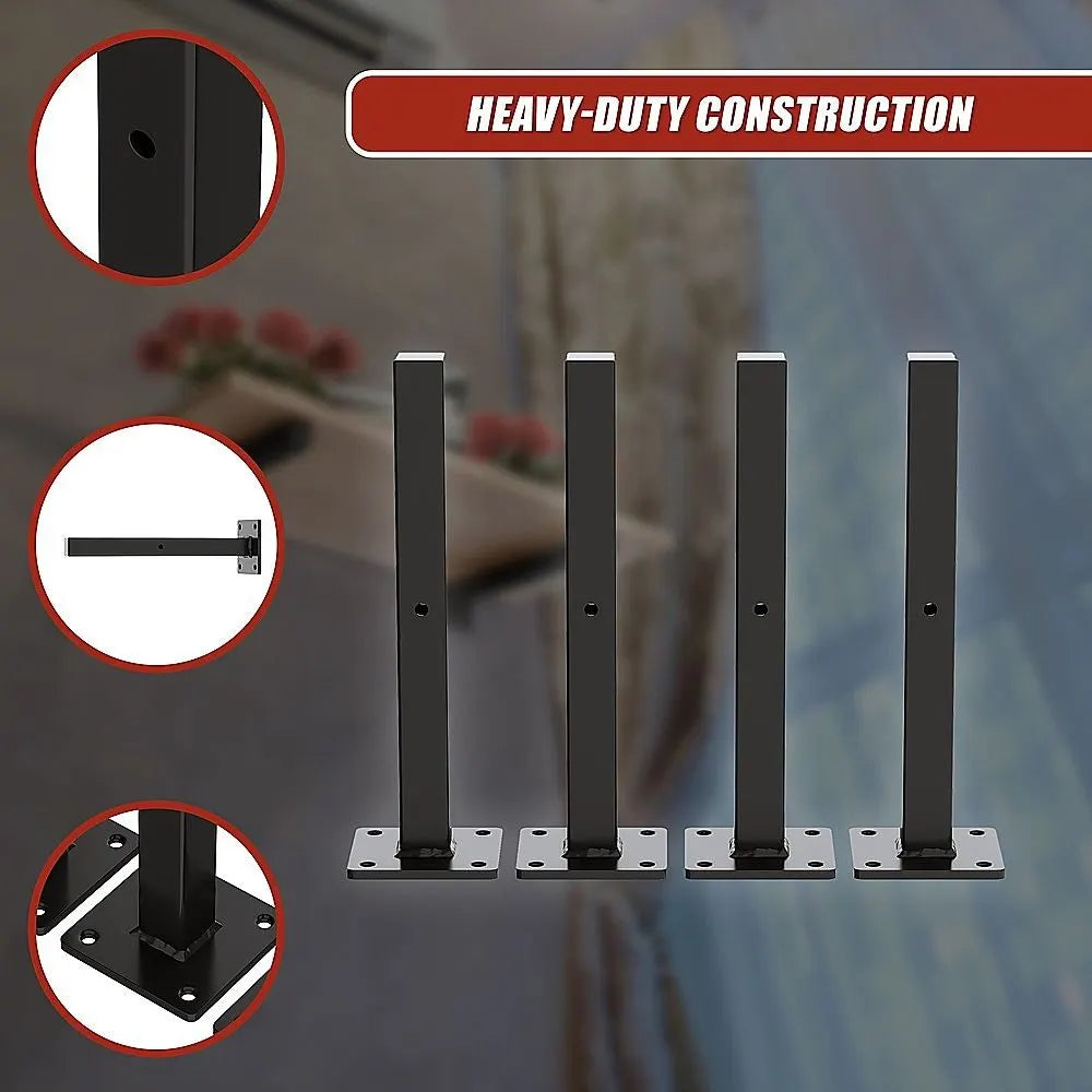 20cm Floating Shelf Brackets Industrial Metal Shelving Supports 4-Pack - Black - Image 9