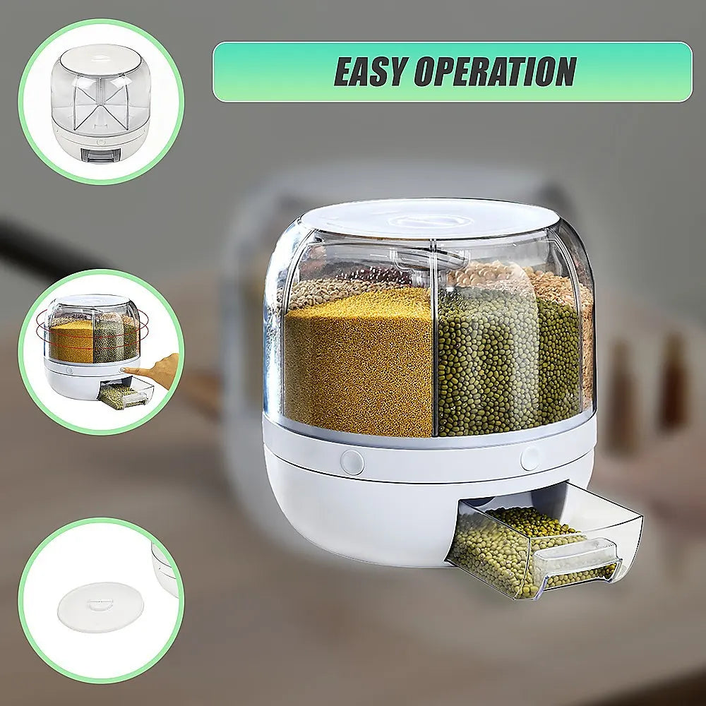 Rice Storage Cereal Dispenser Grain Container Rotating Dry Food Box - Image 9