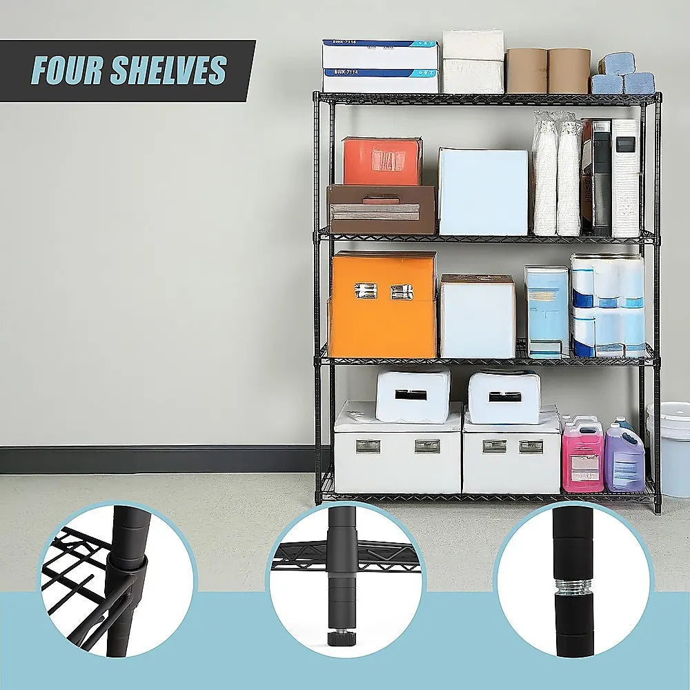 Modular Wire Storage 120x45cm Steel Shelving Black With Fixed Legs For Garage Kitchen Or Retail Storage - Image 9