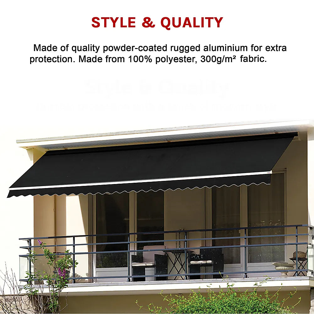 Outdoor Folding Arm Awning Retractable Sunshade Canopy Black 5.0m x 2.5m - Image 9