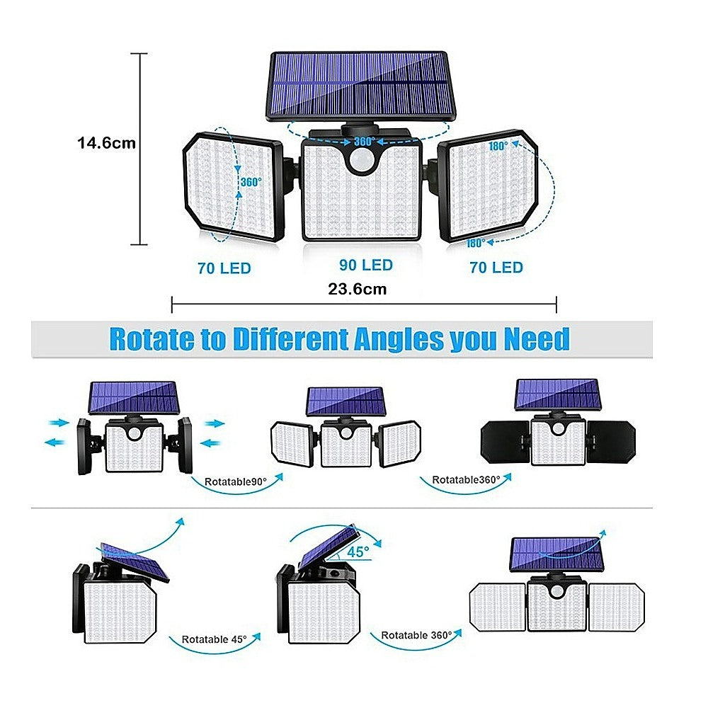 230 LED Solar Lights Outdoor 260LM Waterproof Motion Sensor Security Wall Lamp - Image 6