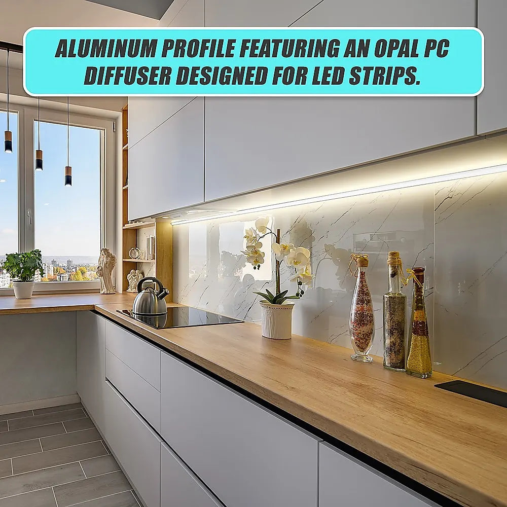 10 x 1M V-Style Aluminium LED Strip Light Channels for Cabinet Lighting - Image 9