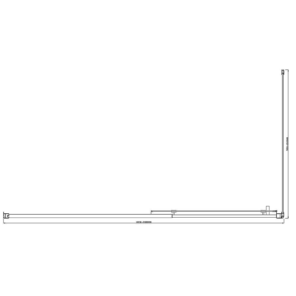 150mm Adjustable (2000x1010mm) Single Door Corner Sliding Glass Shower Screen in Black5 - Image 7