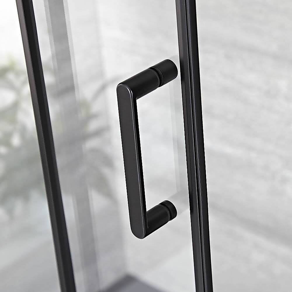 130-140cm Adjustable Wall to Wall Sliding Glass Shower Door in Black - Image 2