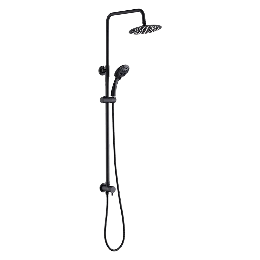 WELS 8" Rain Shower Head Set Rounded Dual Heads Faucet High Pressure Hand Held - Image 9
