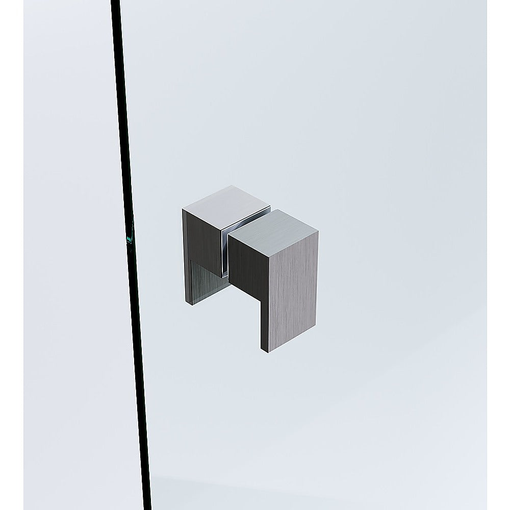 100cm Frameless Diamond Shower Screen – Gunmetal F-Brackets, Brass Hinges & Square Double Pull Handle - Image 9