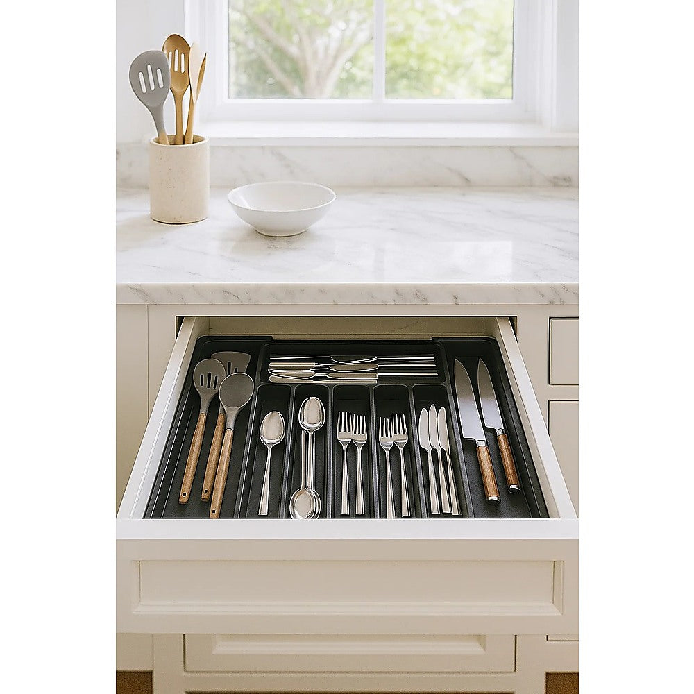 Extendable Cutlery Tray Drawer Organiser – 6 to 8 Compartment Kitchen Utensil Storage - Image 2
