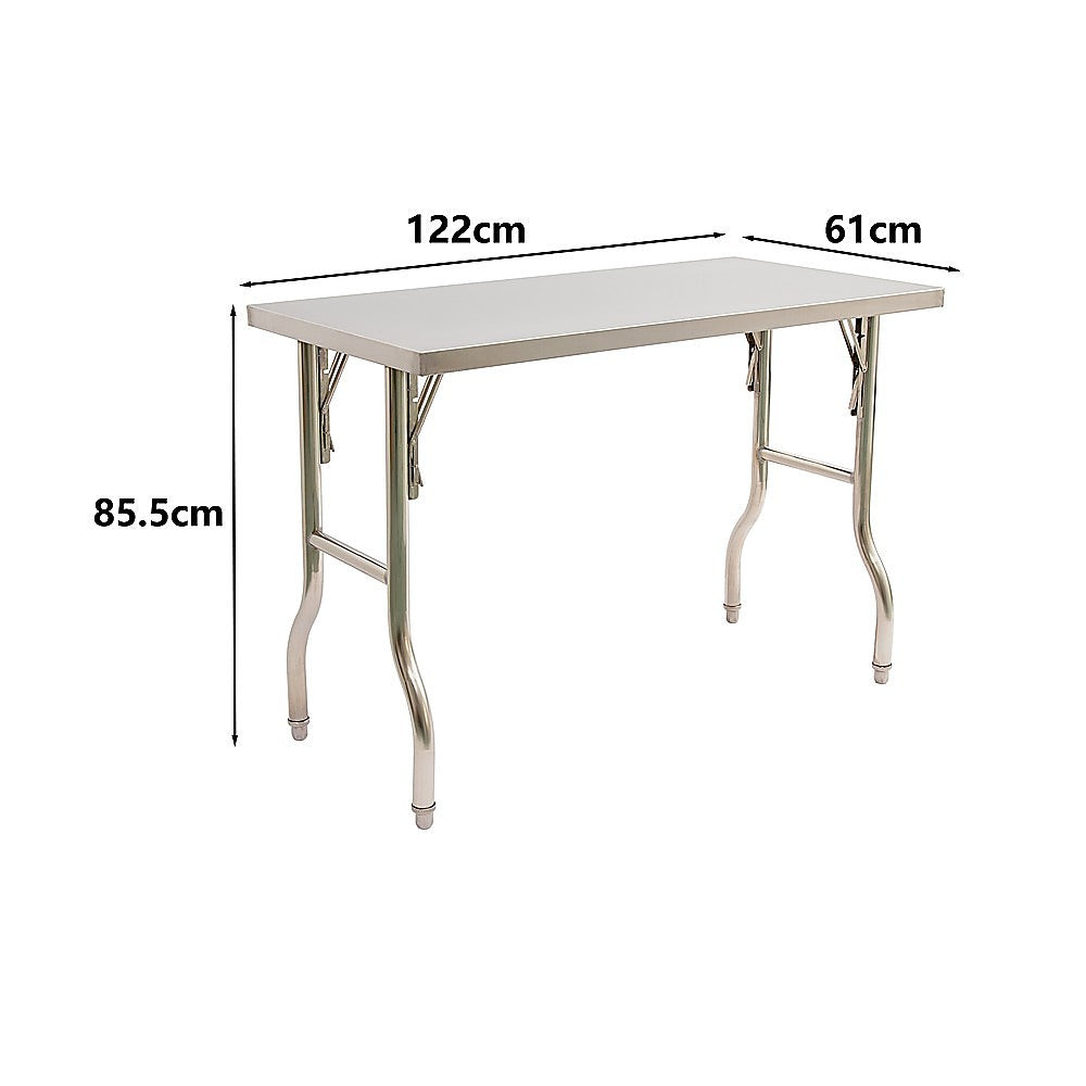 Stainless Steel Kitchen Bench Folding Commercial Prep Work Table 122x61cm - Image 8