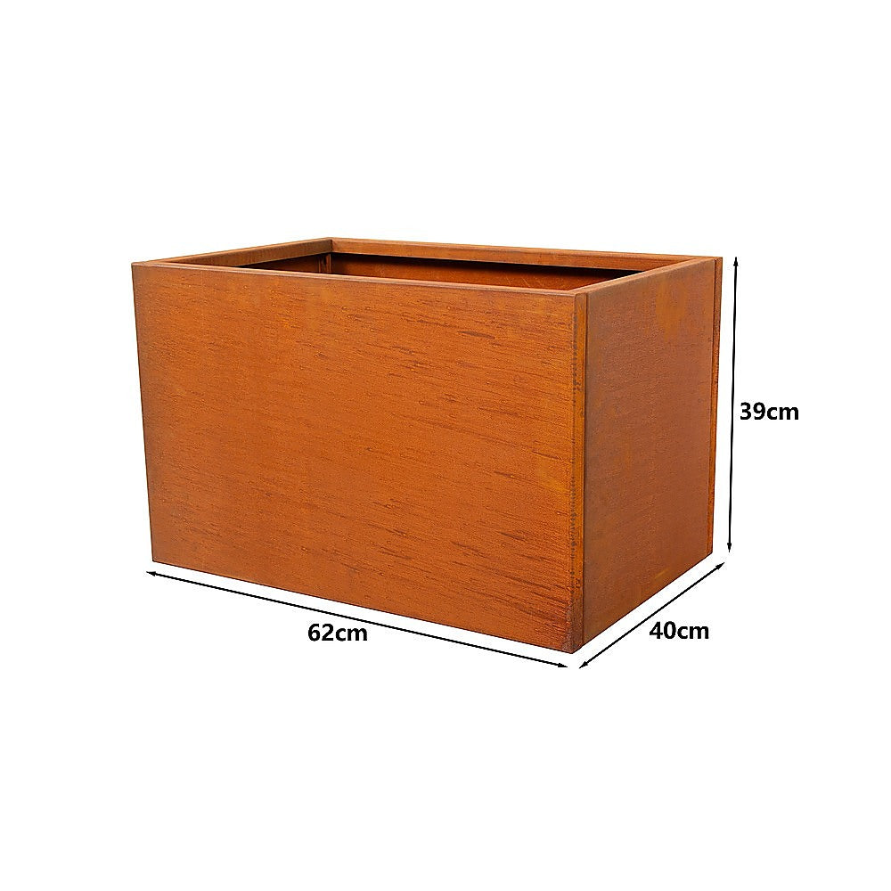 Corten Steel Planter Box 62x40x39cm Outdoor Garden Raised Bed Rust Finish - Image 9
