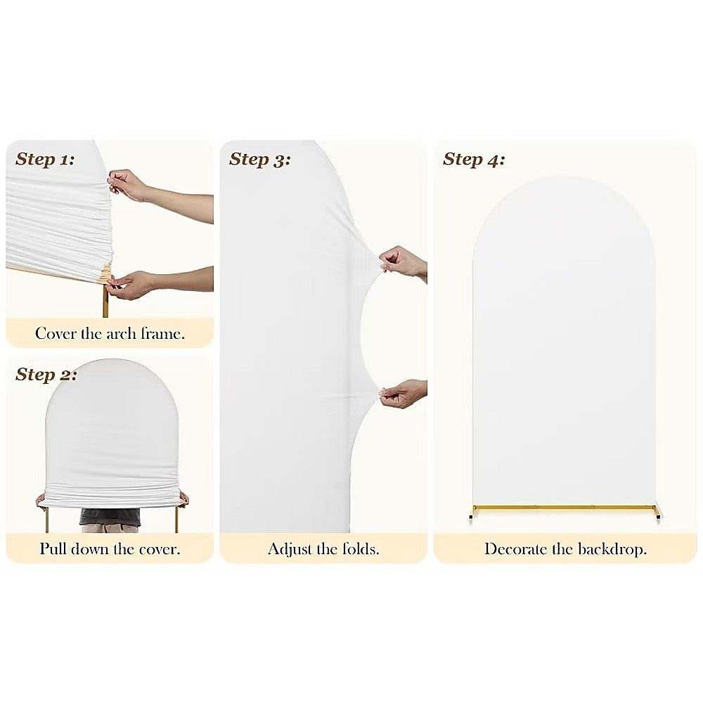 Arch Backdrop Stand with White & Yellow Cover Set for Weddings Events - Image 9