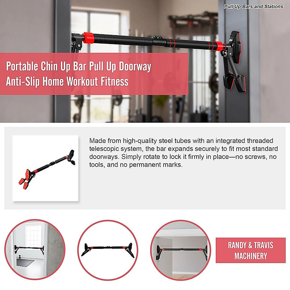 Portable Chin Up Bar Pull Up Doorway Anti-Slip Home Workout Fitness - Image 9
