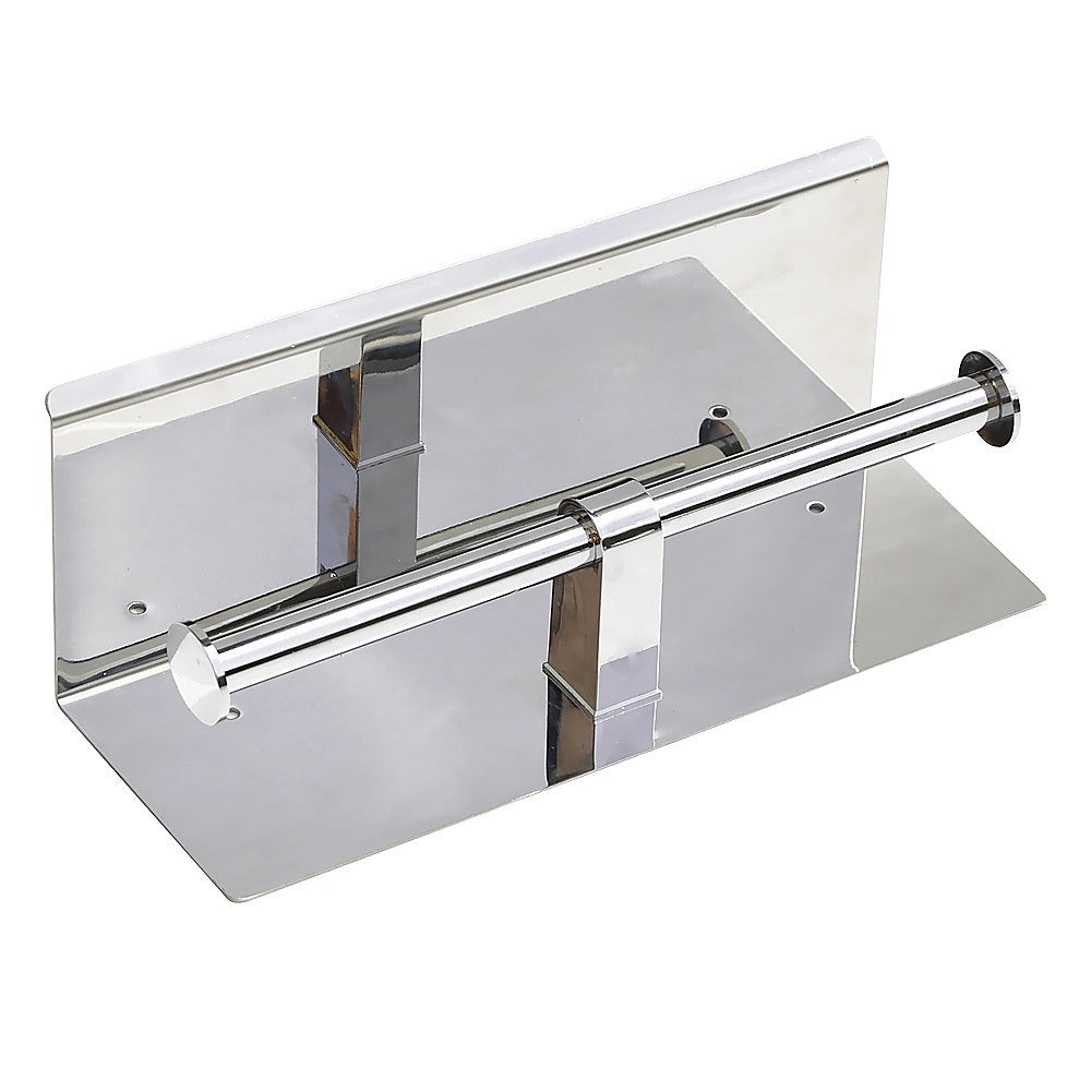 Double Toilet Paper Holder with Shelf Wall Mounted Bathroom Storage - Image 6