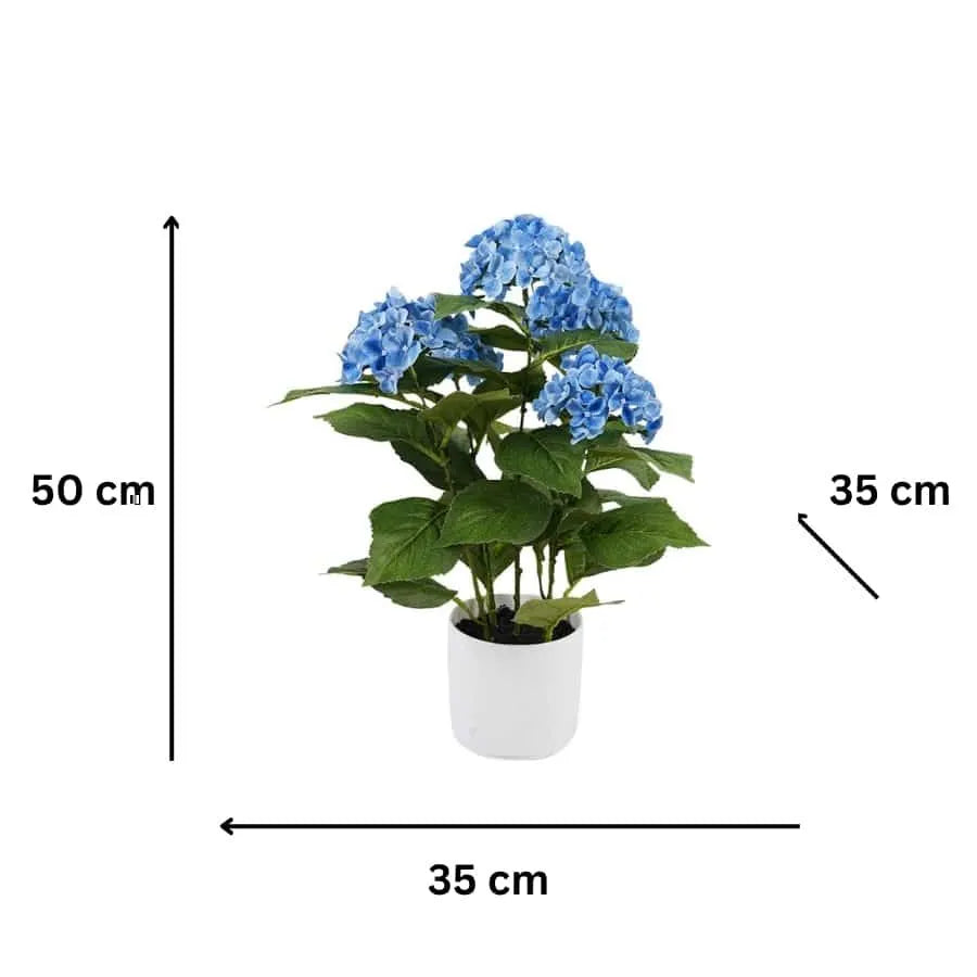 Potted Artificial Blue Hydrangea 50cm - Image 6