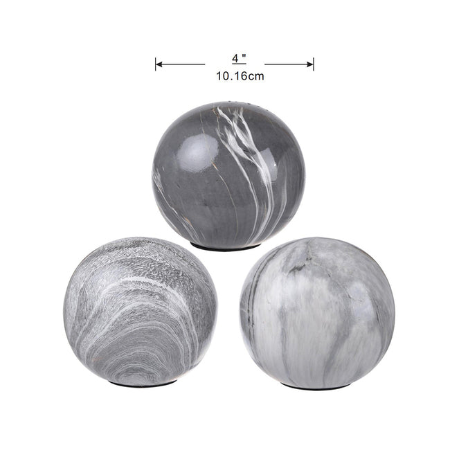 Set 3 Grey Marbleized Balls 10cm - Image 2